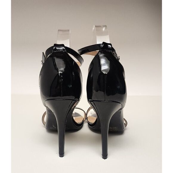 CHARLES ALBERT TESSA BLACK FAUX LEATHER ANKLE STRAP PUMP HEEL SHOES SIZE US 10 - Picture 2 of 9